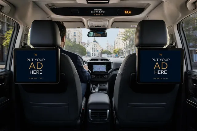 MMG official Madrid taxi with digital screens